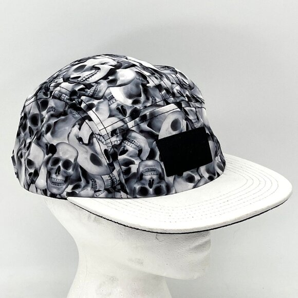 Entree LS Authentic Skull Print 5-Panel Cap Hat Adjustable Leather Strap - Picture 10 of 16